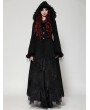 Dark in love Black Romantic Gothic Plush Trim Hooded Dress Coat for Women