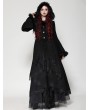 Dark in love Black Romantic Gothic Plush Trim Hooded Dress Coat for Women