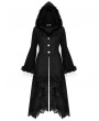 Dark in love Black Romantic Gothic Plush Trim Hooded Dress Coat for Women