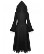 Dark in love Black Romantic Gothic Plush Trim Hooded Dress Coat for Women