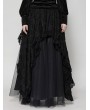 Dark in love Black Gothic Retro Lace Mesh Reversible Long Maxi Skirt