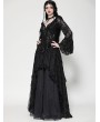 Dark in love Black Gothic Retro Lace Mesh Reversible Long Maxi Skirt