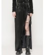 Dark in love Black Gothic Punk Faux Leather Bodycon Thigh Split Skirt