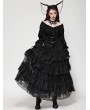 Dark in love Black Gothic Princess Rose Lace Layered Tulle Tiered Skirt