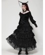 Dark in love Black Gothic Princess Rose Lace Layered Tulle Tiered Skirt