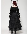 Dark in love Black Gothic Princess Rose Lace Layered Tulle Tiered Skirt