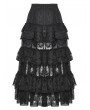 Dark in love Black Gothic Princess Rose Lace Layered Tulle Tiered Skirt