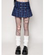 Dark in love Indigo Gothic Gold Star Double-Breasted Plaid Mini Skirt