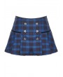 Dark in love Indigo Gothic Gold Star Double-Breasted Plaid Mini Skirt