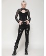 Dark in love Black Gothic Punk Versatile Distressed Long Pants for Women