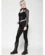 Dark in love Black Gothic Punk Versatile Distressed Long Pants for Women