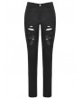 Dark in love Black Gothic Punk Versatile Distressed Long Pants for Women