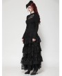 Dark in love Black Gothic Embroidered Illusion Neck Puff Sleeve Top for Women