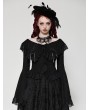 Dark in love Black Gothic Oversized Ruffled Collar Tie Lace Trim Shirt for Women