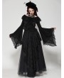 Dark in love Black Gothic Oversized Ruffled Collar Tie Lace Trim Shirt for Women