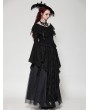 Dark in love Black Gothic Oversized Ruffled Collar Tie Lace Trim Shirt for Women