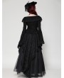 Dark in love Black Gothic Oversized Ruffled Collar Tie Lace Trim Shirt for Women