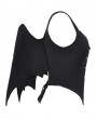 Dark in love Black Dark Gothic Lace Up Back Batwing Vest Top for Women