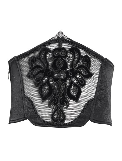 Devil Fashion Black Gothic Vintage Embroidery Mesh Irregular Girdle for Men