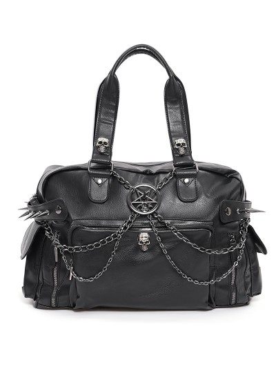 Devil Fashion Black Gothic Punk Spiked Skull Multi-Layer Chain Shoulder Bag