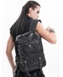 Devil Fashion Black Gothic Punk Skull Studded Pentagram Chain Backpack