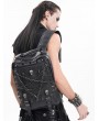 Devil Fashion Black Gothic Punk Skull Studded Pentagram Chain Backpack