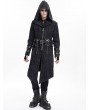 Devil Fashion Black Gothic Punk Buckle Strap Zip-Up Hooded Jacket for Men