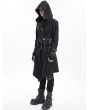 Devil Fashion Black Gothic Punk Buckle Strap Zip-Up Hooded Jacket for Men