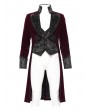 Devil Fashion Wine Red Retro Gothic Embroidery Velvet Tailcoat for Men