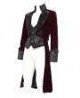 Devil Fashion Wine Red Retro Gothic Embroidery Velvet Tailcoat for Men