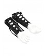 Devil Fashion Black Gothic Punk Cross Studded Lace Up Gloves for Men