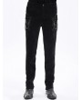 Devil Fashion Black Gothic Vintage Embroidery Lace Appliqued Slim Fit Pants for Men