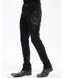 Devil Fashion Black Gothic Vintage Embroidery Lace Appliqued Slim Fit Pants for Men