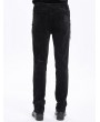 Devil Fashion Black Gothic Vintage Embroidery Lace Appliqued Slim Fit Pants for Men