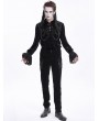 Devil Fashion Black Gothic Vintage Embroidery Lace Appliqued Slim Fit Pants for Men