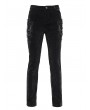 Devil Fashion Black Gothic Vintage Embroidery Lace Appliqued Slim Fit Pants for Men