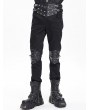 Devil Fashion Black Gothic Punk Studded Faux Leather Spliced Trousers for Men