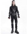 Devil Fashion Black Gothic Punk Studded Faux Leather Spliced Trousers for Men