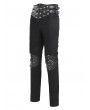 Devil Fashion Black Gothic Punk Studded Faux Leather Spliced Trousers for Men