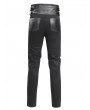 Devil Fashion Black Gothic Punk Studded Faux Leather Spliced Trousers for Men