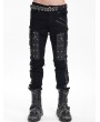 Devil Fashion Black Gothic Punk Zipper Chain Studded Fitted Pants for Men