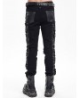 Devil Fashion Black Gothic Punk Zipper Chain Studded Fitted Pants for Men