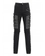 Devil Fashion Black Gothic Punk Zipper Chain Studded Fitted Pants for Men