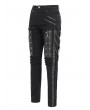 Devil Fashion Black Gothic Punk Zipper Chain Studded Fitted Pants for Men