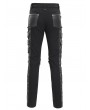 Devil Fashion Black Gothic Punk Zipper Chain Studded Fitted Pants for Men