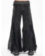 Devil Fashion Black Gothic Distressed Punk Rivet Wide Leg Pants for Men