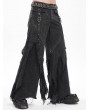 Devil Fashion Black Gothic Distressed Punk Rivet Wide Leg Pants for Men