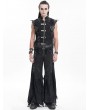 Devil Fashion Black Gothic Distressed Punk Rivet Wide Leg Pants for Men