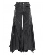 Devil Fashion Black Gothic Distressed Punk Rivet Wide Leg Pants for Men