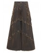 Devil Fashion Coffee Gothic Punk Eyelet Studded Wide Leg Pants for Men